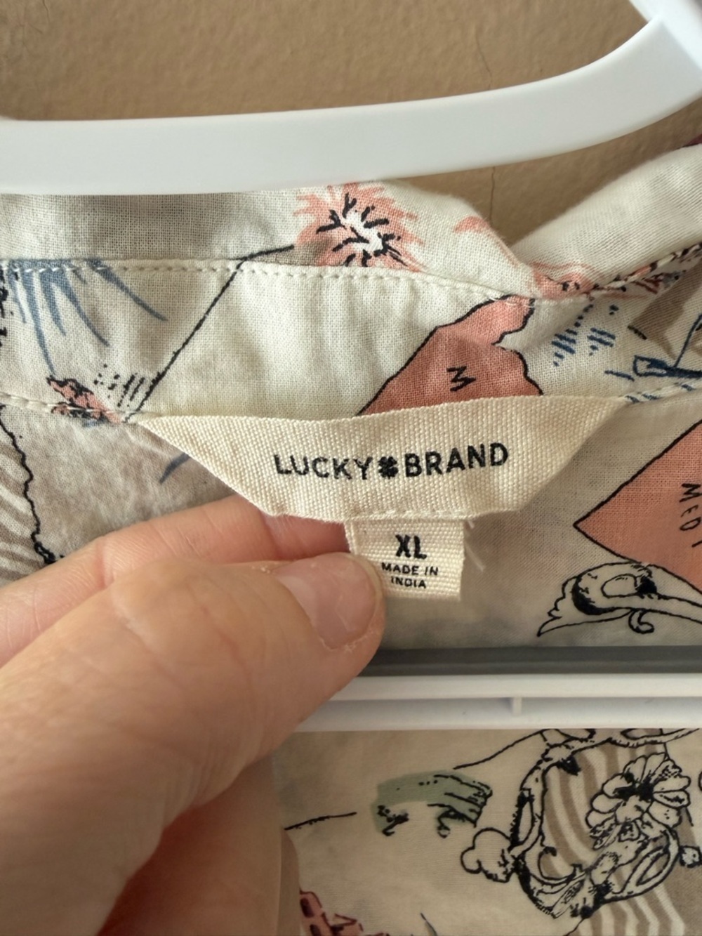 Lucky Brand cotton Button Down short sleeve postcard novelty print size XL - Picture 5 of 7